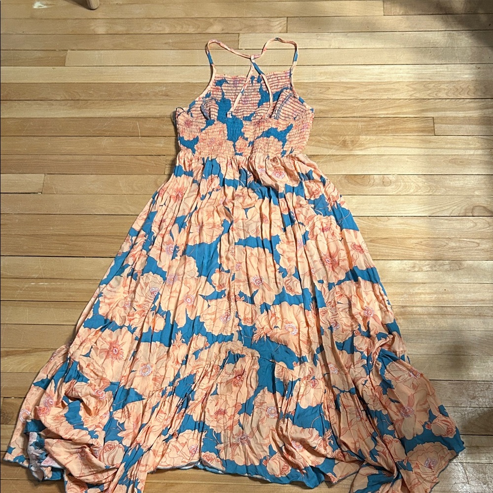 Free People Floral Maxi Dress in Blue and Orange - Picture 5 of 9